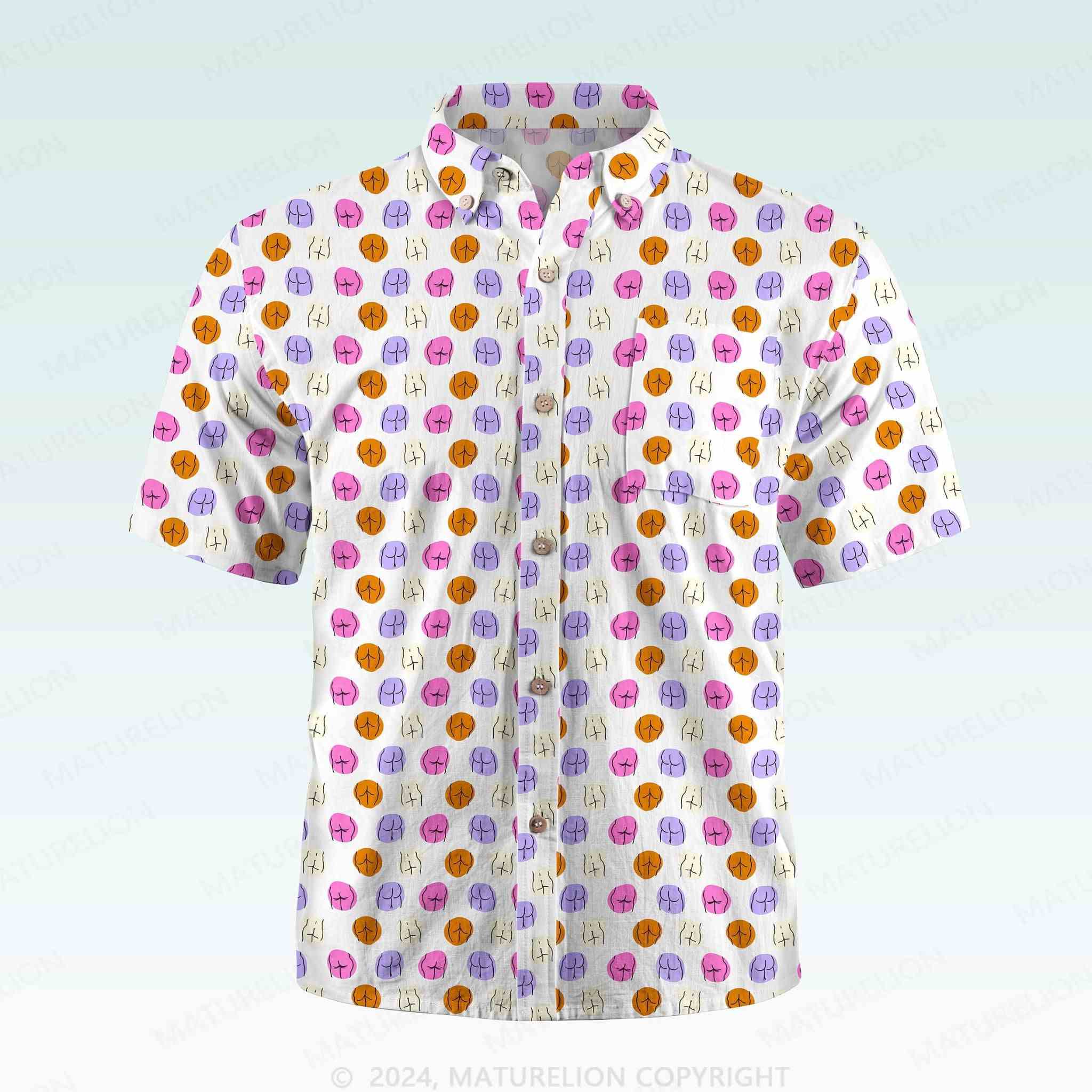 Maturelion Men's Button Pocket ShirtFunny Beach Hawaiian Shirt