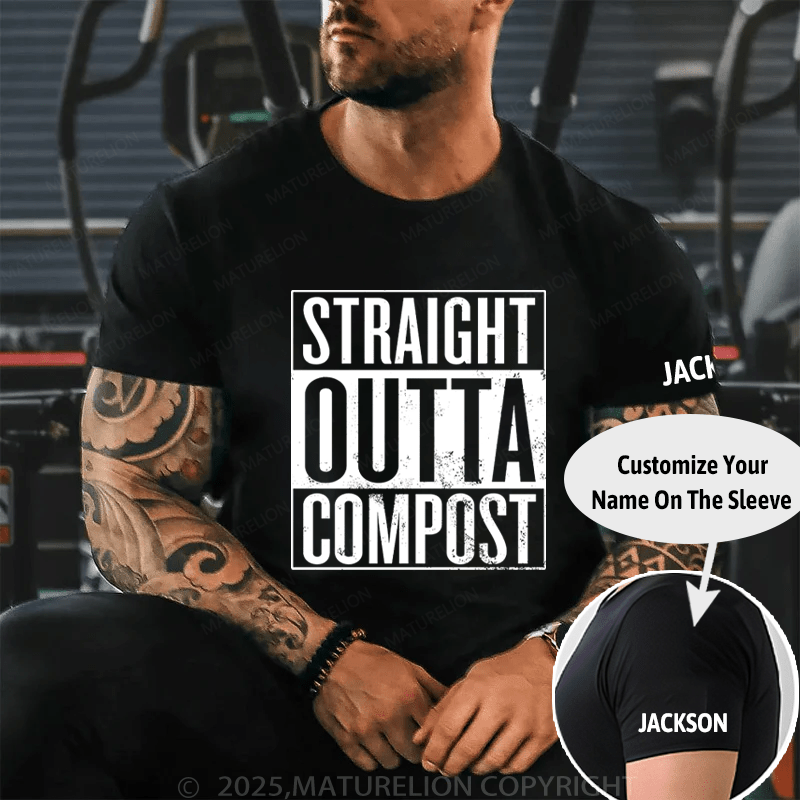 Maturelion Men's T-Shirt Straight Outta Compost Cotton T-Shirt