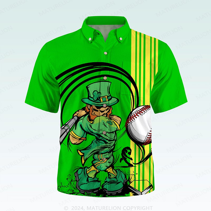 Maturelion St. Patrick's Button Pocket ShirtVintage Green Island Vibes Hawaiian Shirt