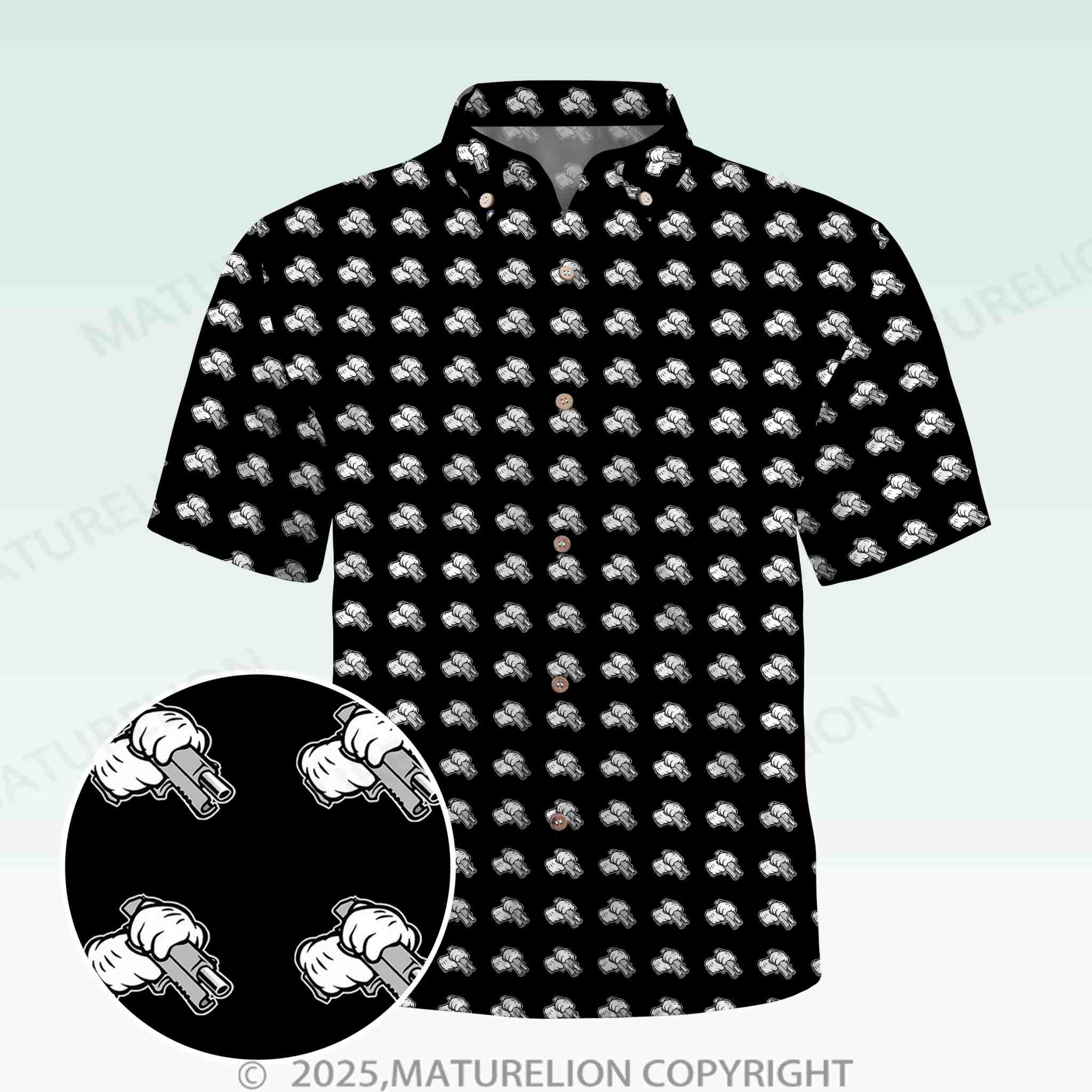 Maturelion Men's Button Pocket Shirt Subtly Humorous Hawaiian Shirt