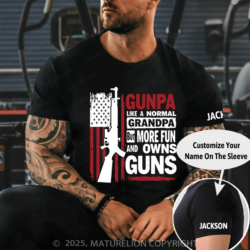 Maturelion Men's T-shirt Gunpa Like A Normal Grandpa But More Fun and Owns Gun Gildan 64000 Cotton T-shirt