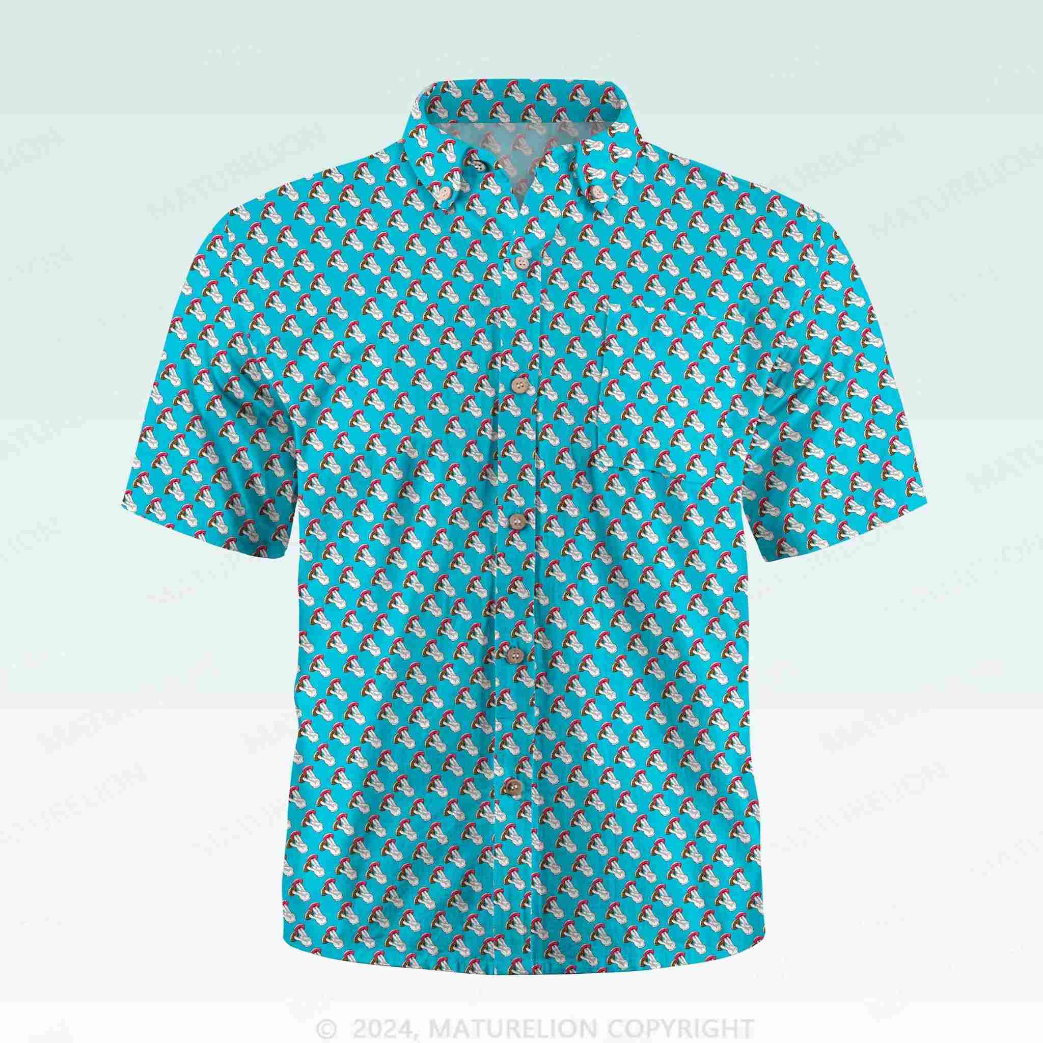 Maturelion Men's Button Pocket ShirtVintage Beach Hawaiian Shirt