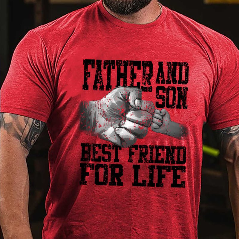 Father And Son Best Friend For Life Cotton T-shirt-Maturelion