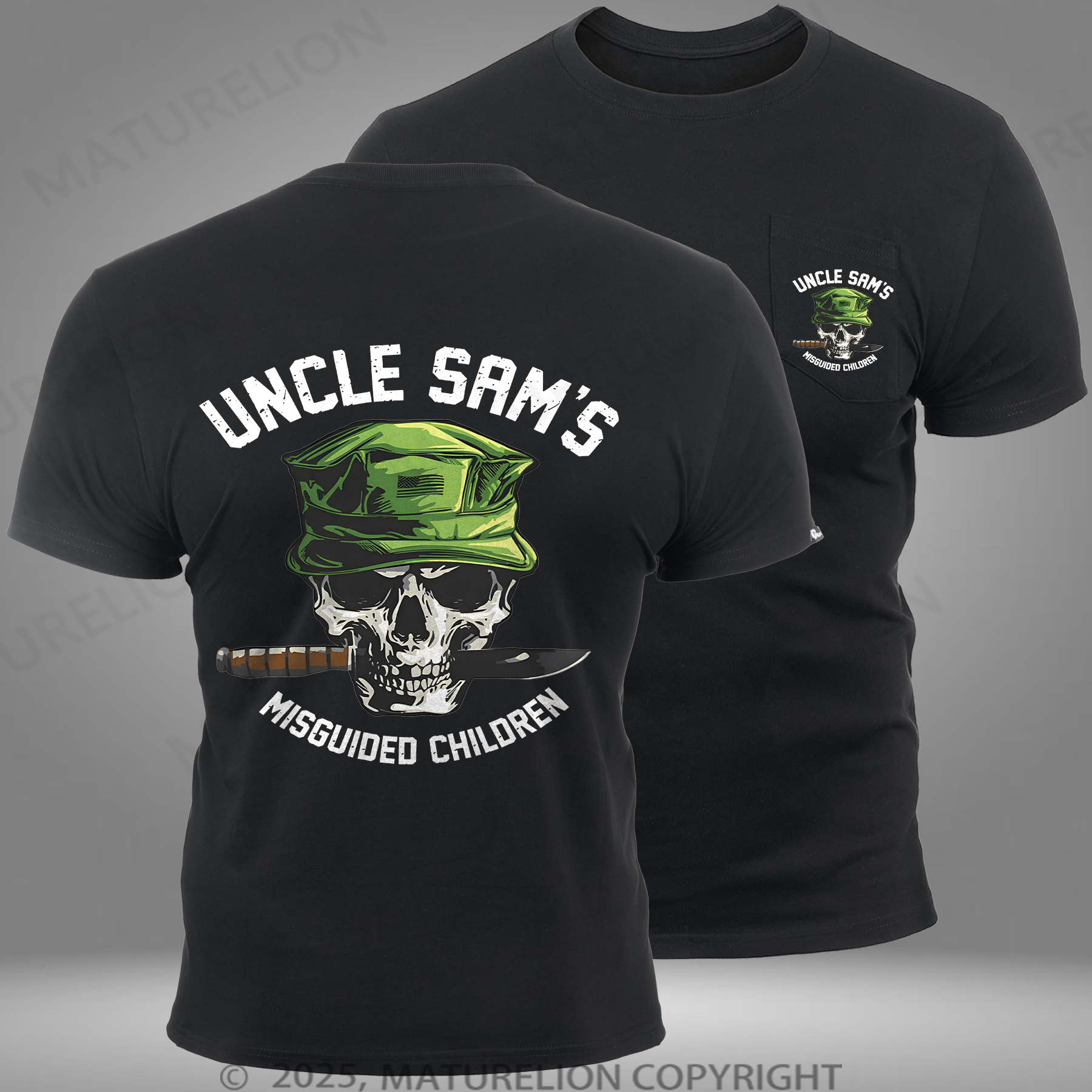 Maturelion Men's T-Shirt Uncle Sam's Misguided Children Pocket T-shirt