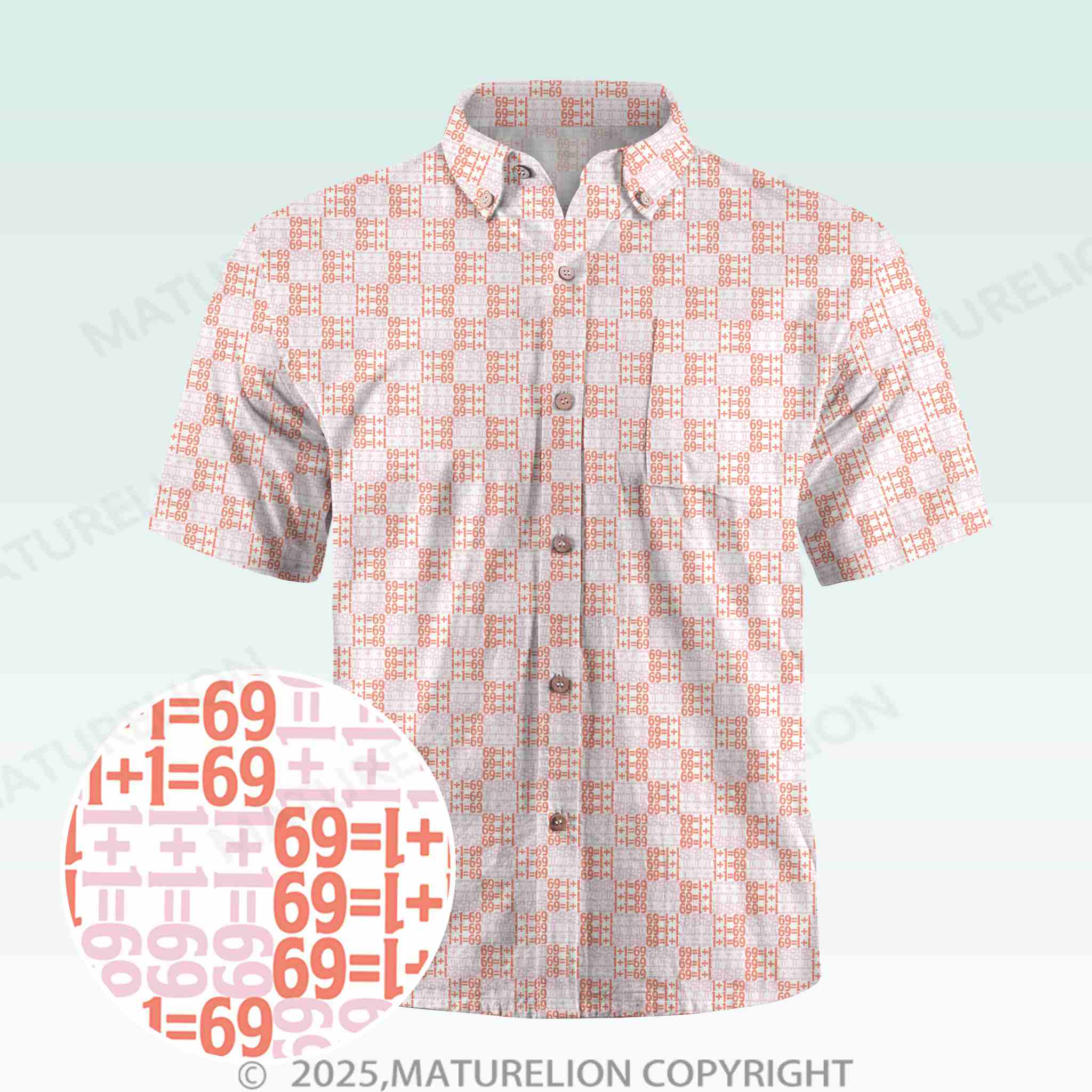 Maturelion Men's Button Pocket Shirt Hilariously Fun Hawaiian Shirt