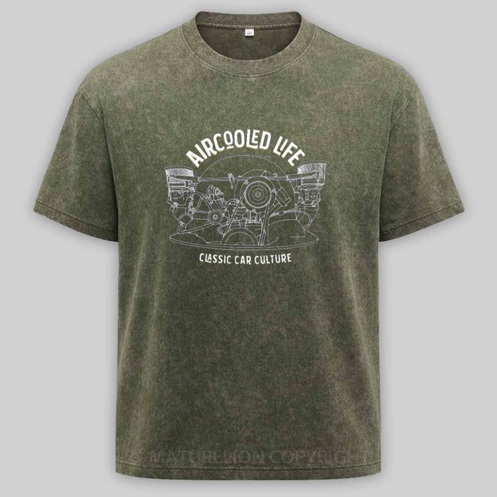 Maturelion  Aircooled Life - Classic Car Culture Washed T-shirt