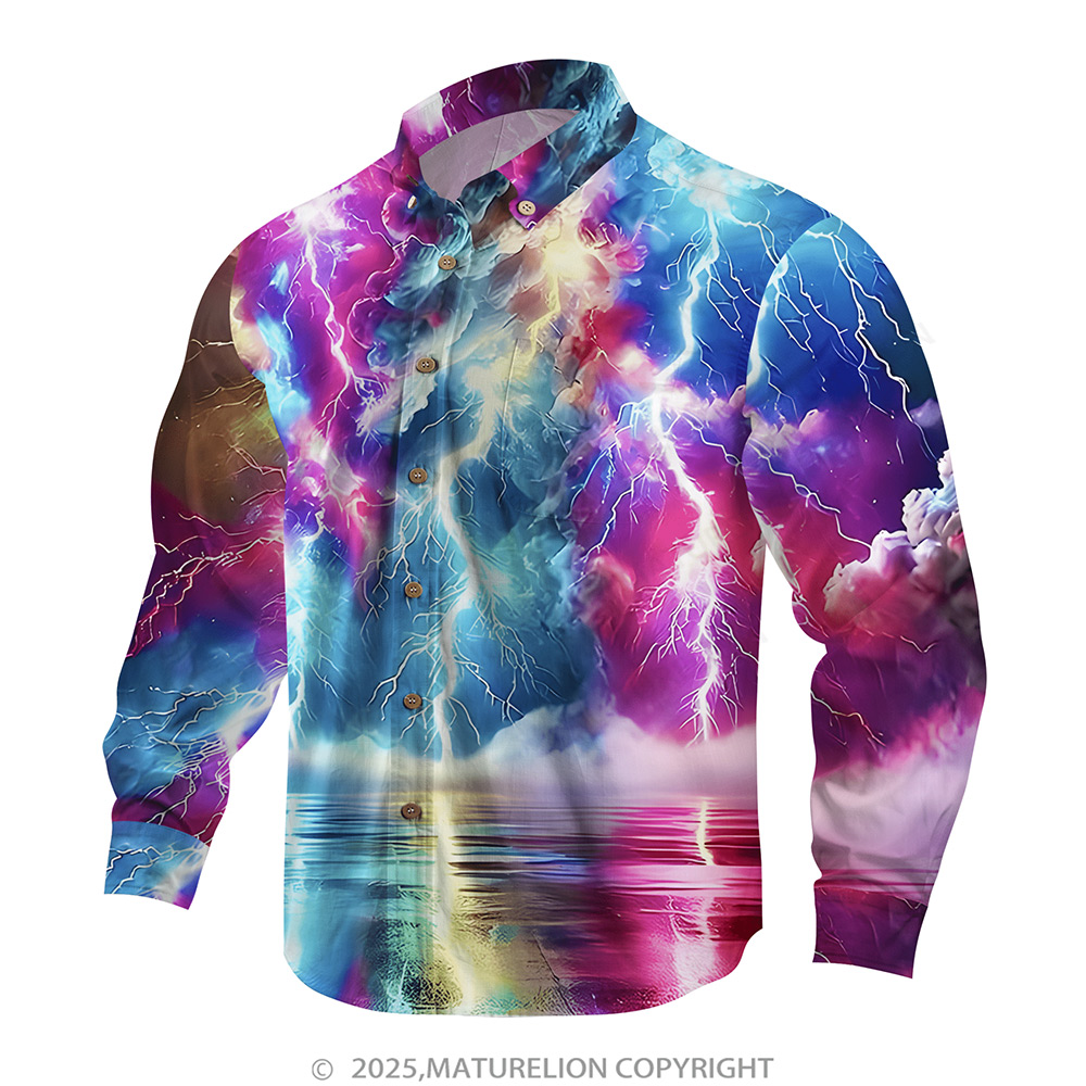 Matreulion Men's Aloha Shirts Rainstorm Hawaiian Shirt