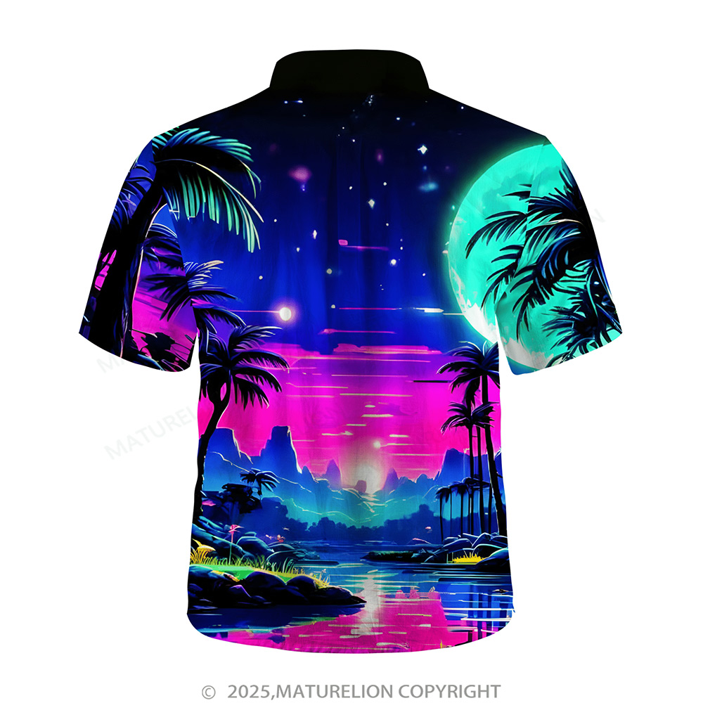 Matreulion Men's Aloha Shirts Coconut Tree Hawaiian Shirt