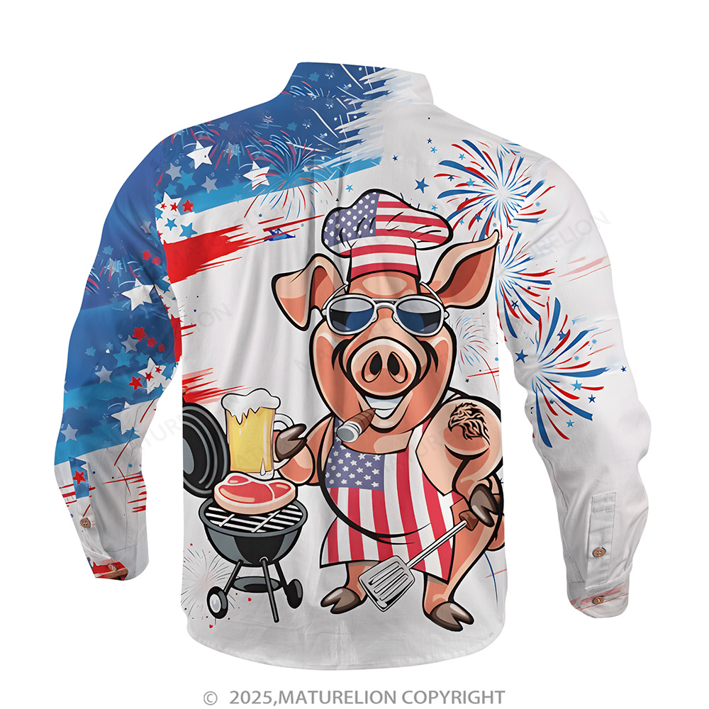 Maturelion Men's Aloha Shirts Animal Illustration Graphic Hawaiian Shirt