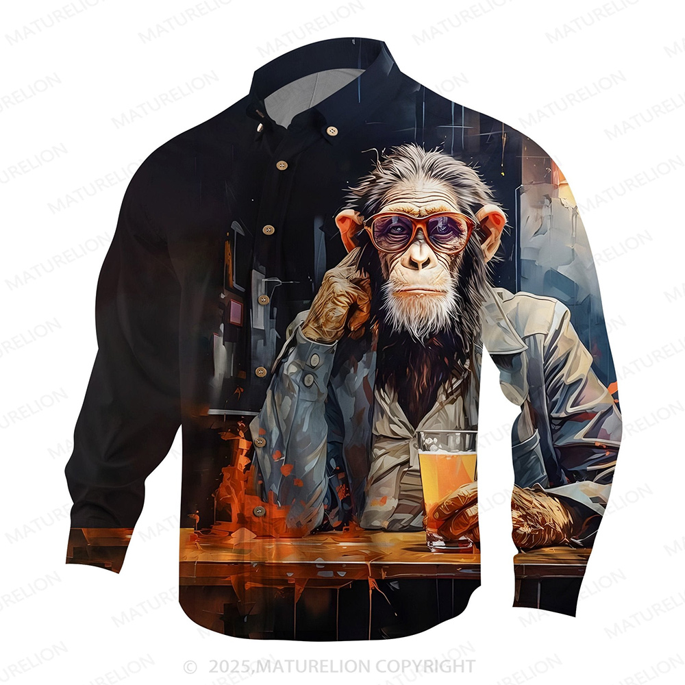 Maturelion Aloha Shirts Animal Illustration Graphic Hawaiian Shirt