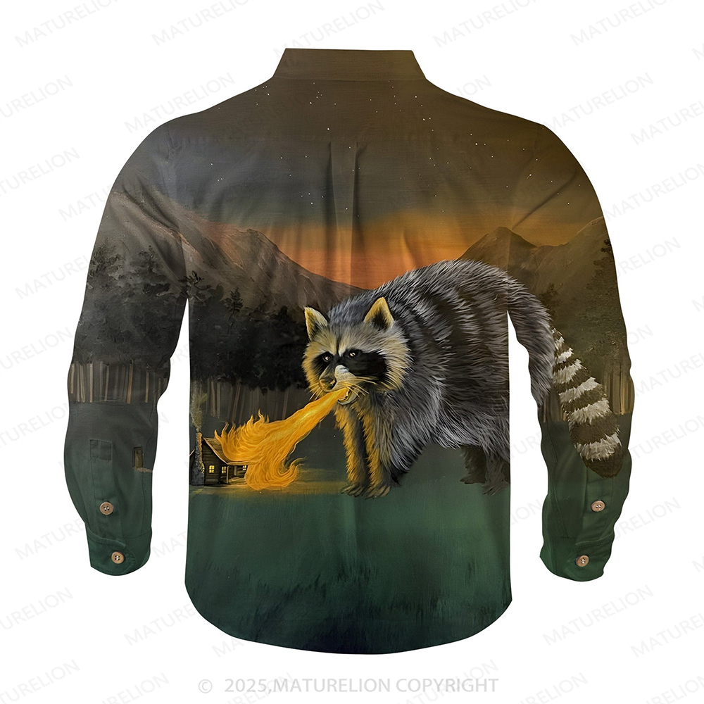 Maturelion Men's Aloha Shirts Raccoon Funny Hawaiian Shirt