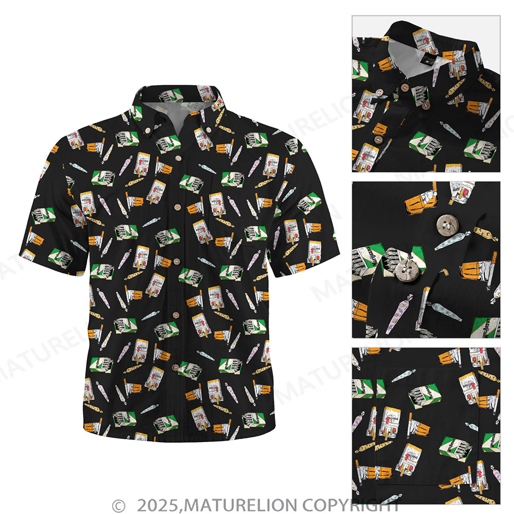Maturelion Men's Button Pocket ShirtSeduction in the Sand Hawaiian Shirt