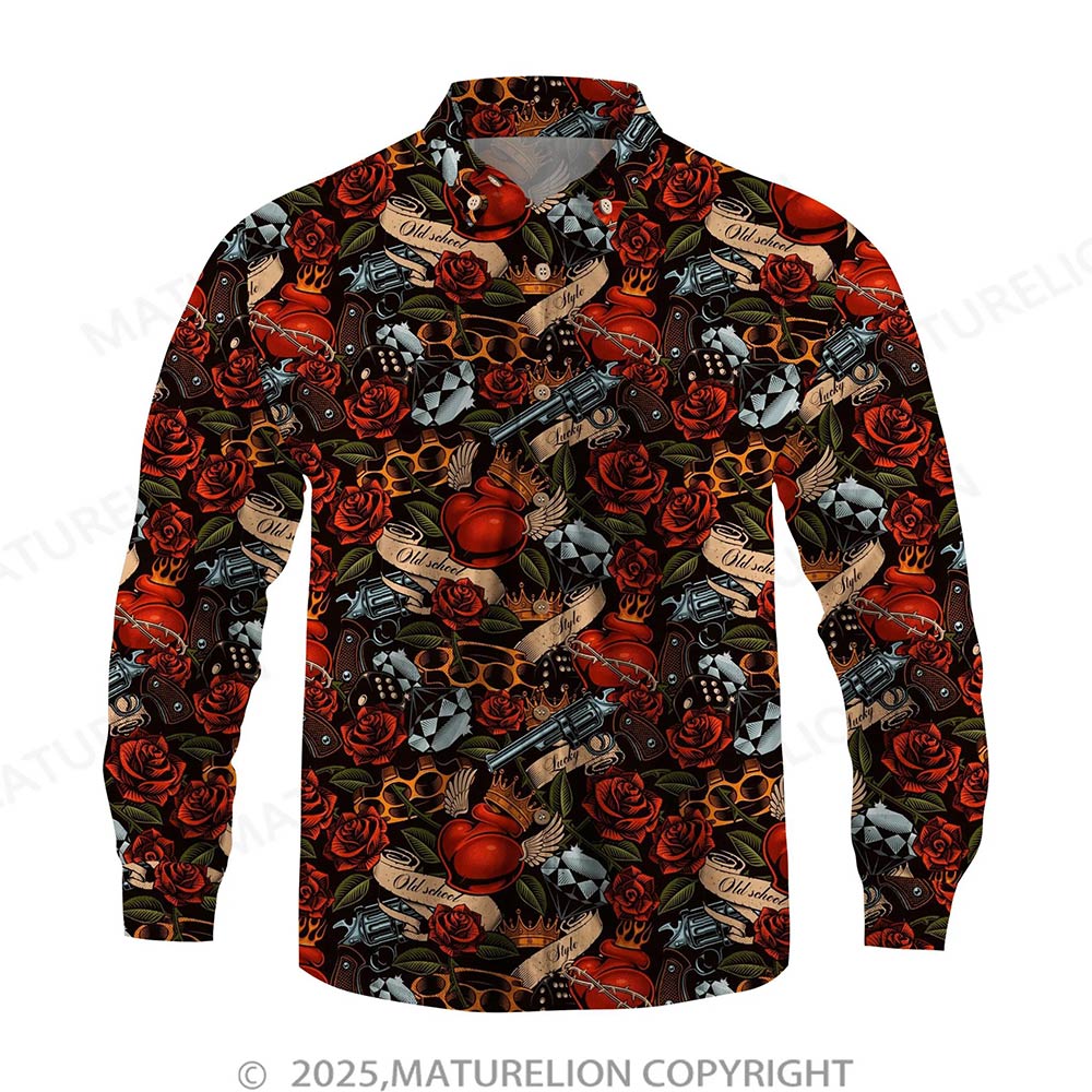 Maturelion Men's Button Pocket ShirtHawaiian Nights Full of Endless Temptation Hawaiian Shirt