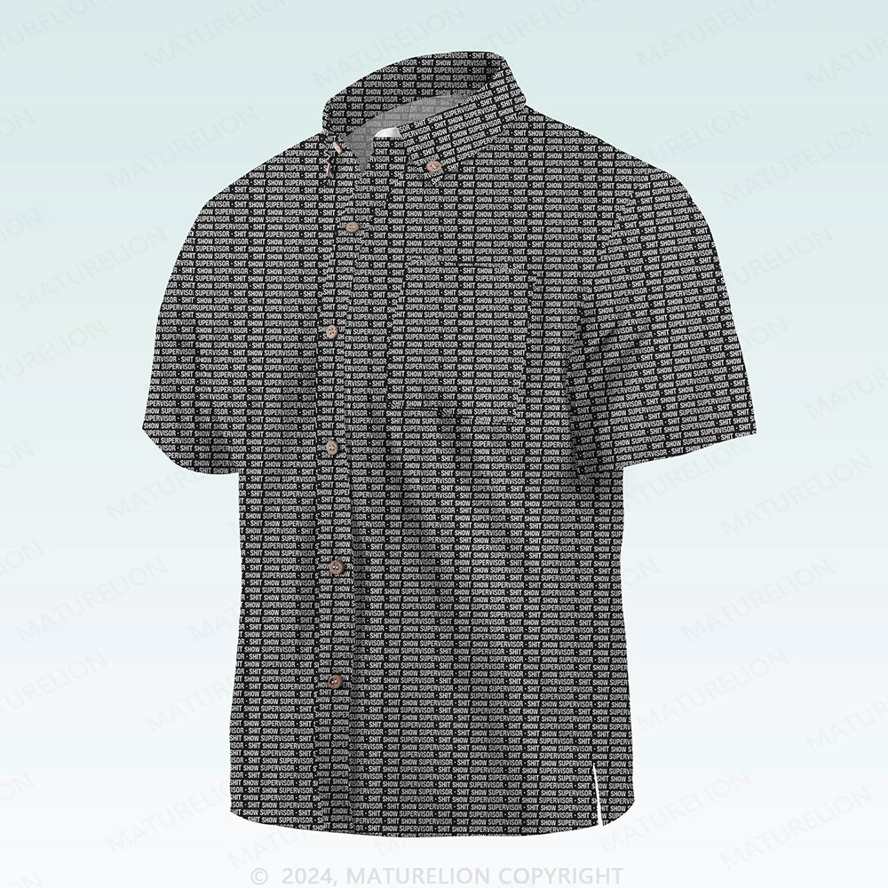 Maturelion Men's Button Pocket ShirtShit Show Supervisor Hawaiian Shirt