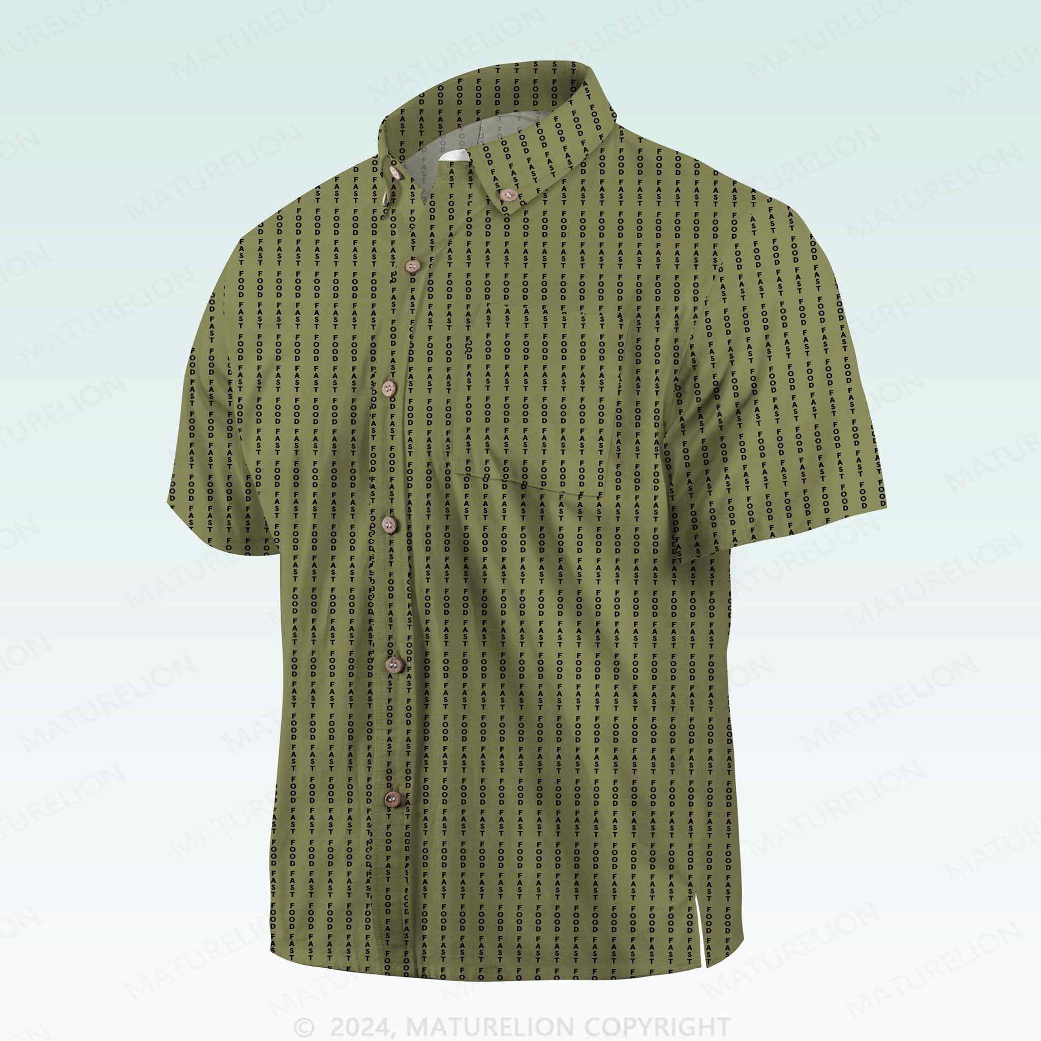 Maturelion Men's Button Pocket ShirtFast Food Hawaiian Shirt