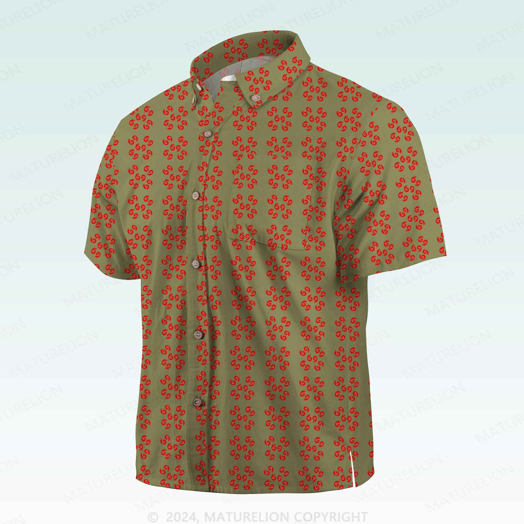 Maturelion Men's Button Pocket Shirt69 Innuendo Beach Hawaiian Shirt