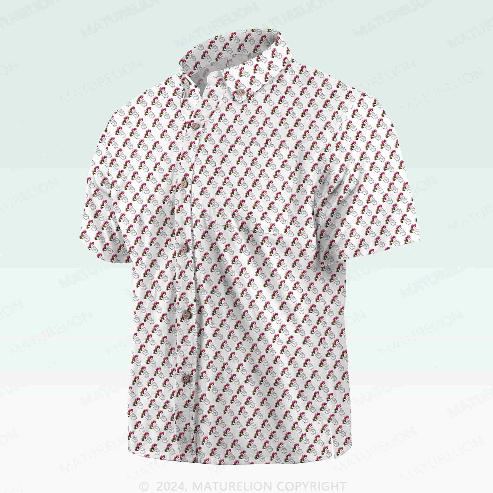 Maturelion Men's Button Pocket ShirtVintage Beach Hawaiian Shirt