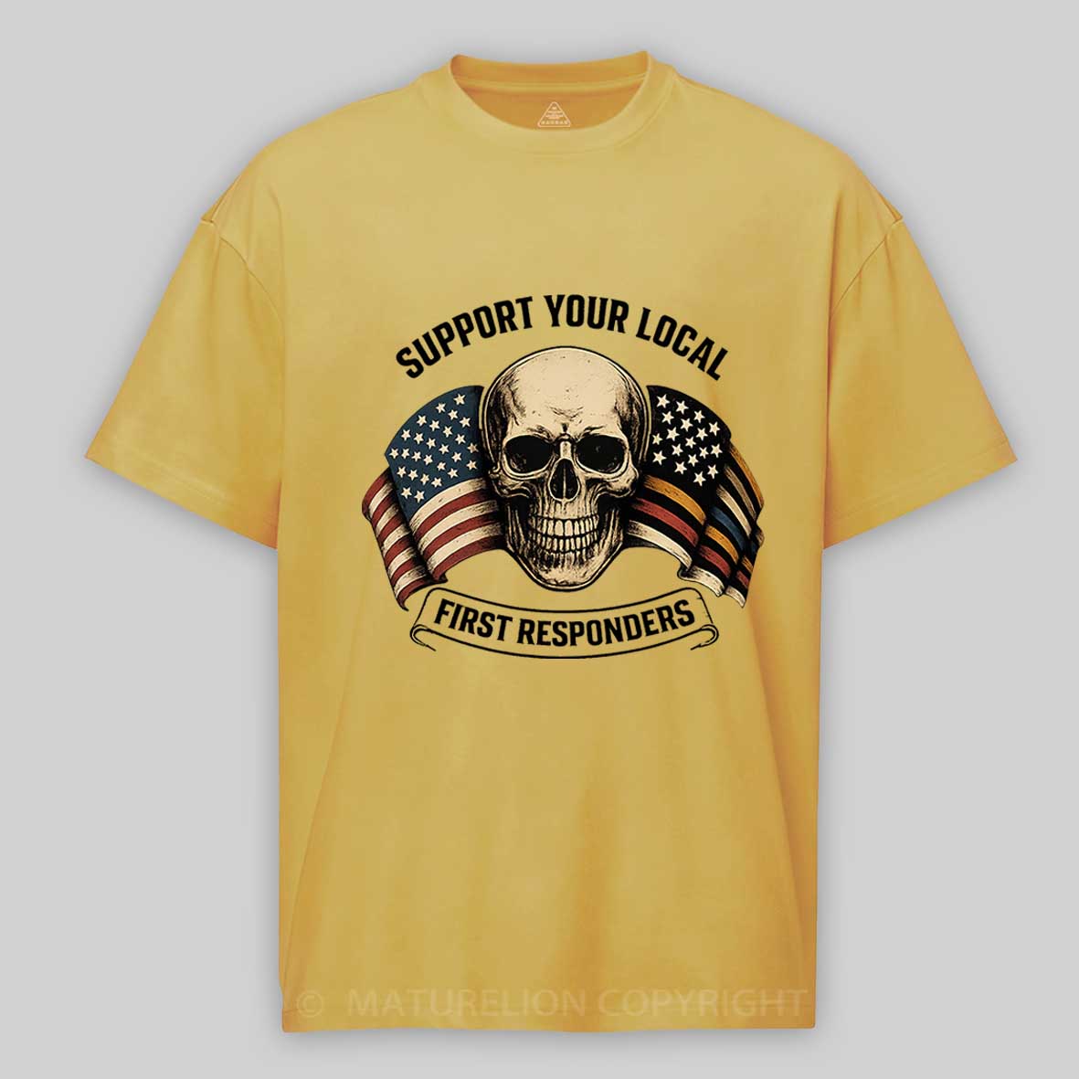 Maturelion Men's T-Shirt First Responder Flag Cotton T-Shirt