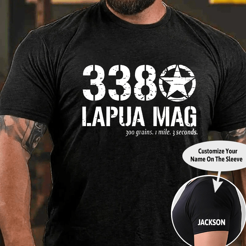 338 Lapua Mag 300 Grains 1 Mile 3 Seconds Cotton T-shirt (Free Customization)