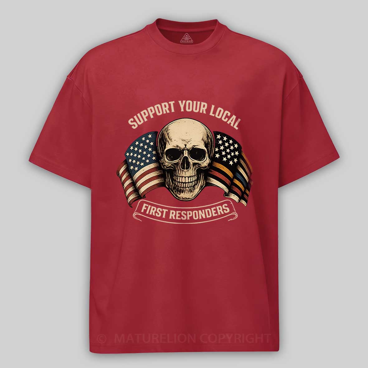 Maturelion Men's T-Shirt First Responder Flag Cotton T-Shirt