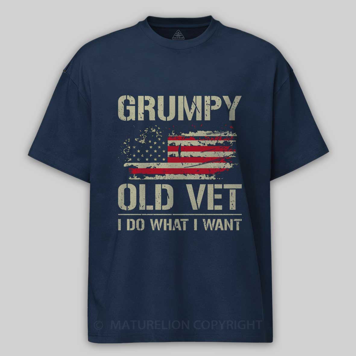 Maturelion Grumpy Old Vet I Do What I Want Retro Patriotic Cotton T-shirt