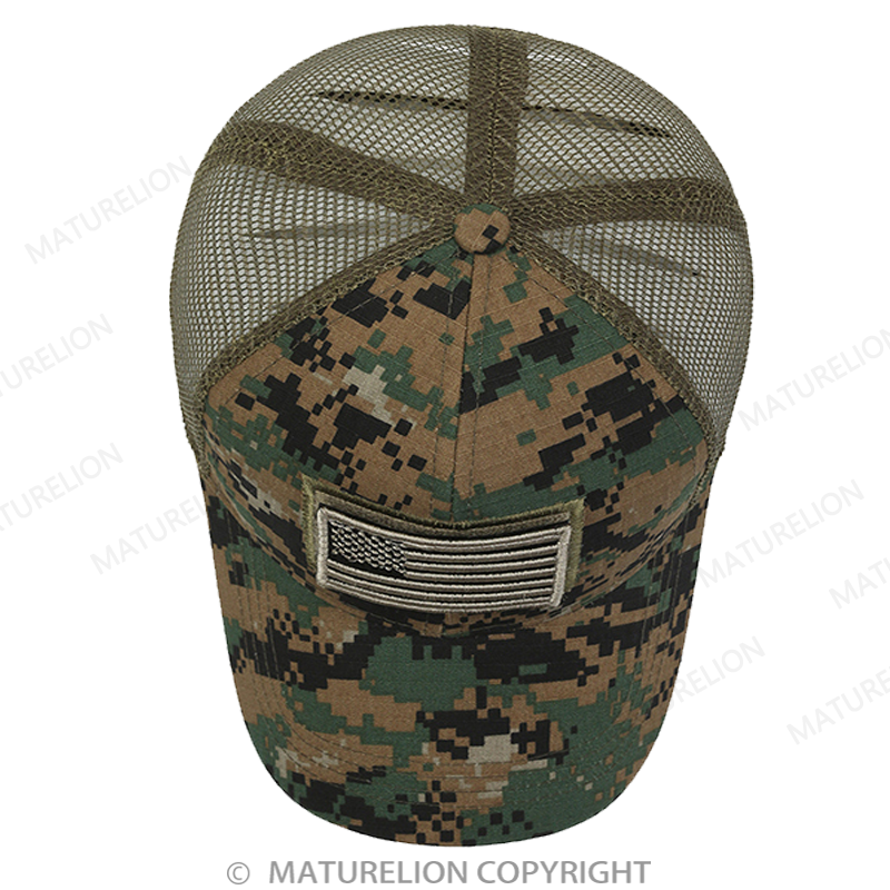 Maturelion American Flag Patch Mesh Trucker Hat