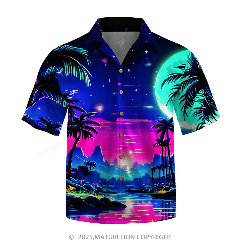 Matreulion Men's Aloha Shirts Coconut Tree Hawaiian Shirt-Maturelion