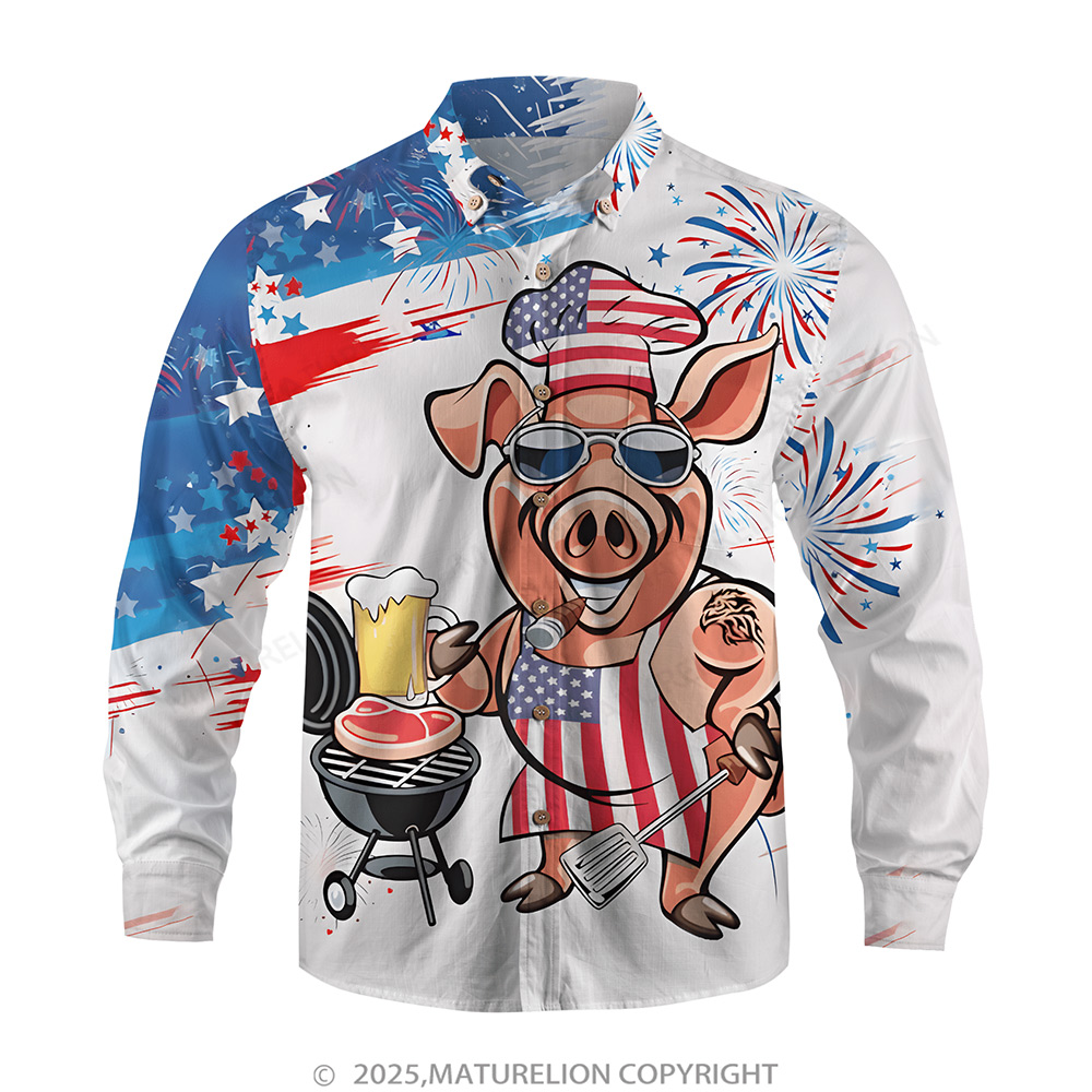 Maturelion Men's Aloha Shirts Animal Illustration Graphic Hawaiian Shirt