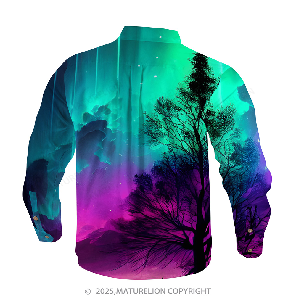 Matreulion Men's Aloha Shirts Aurora Print Hawaiian Shirt