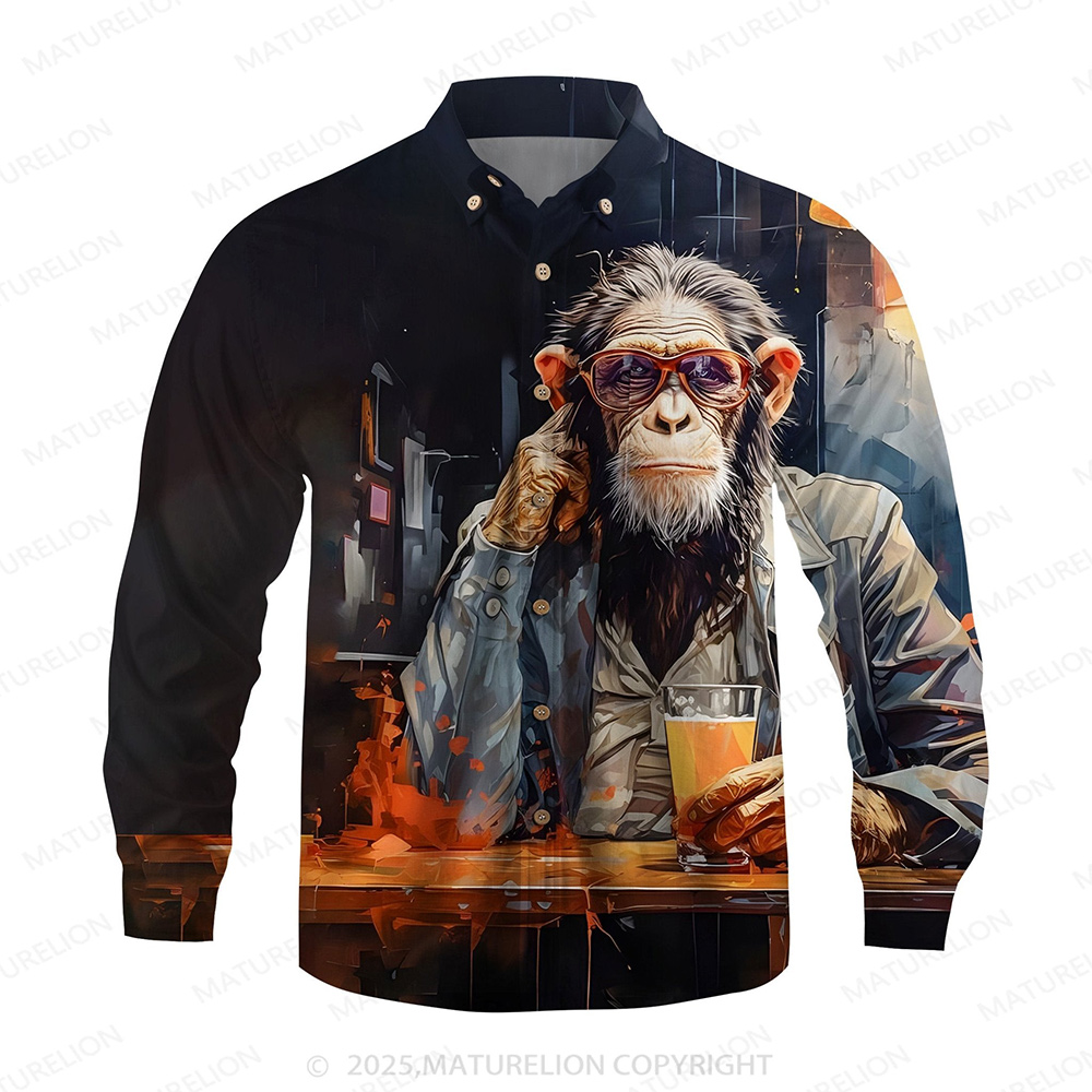 Maturelion Aloha Shirts Animal Illustration Graphic Hawaiian Shirt