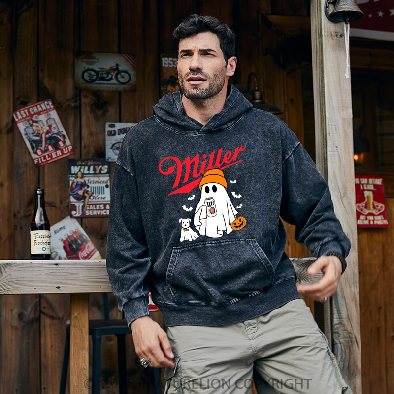 Maturelion Men's Hoodie Miller Beer MLite Washed Hoodie