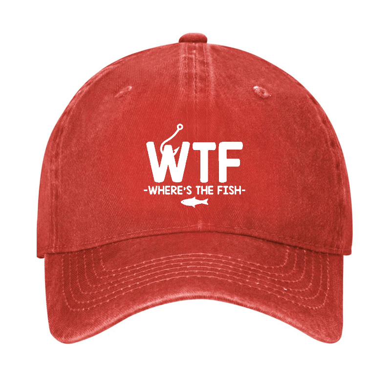 WTF - Where's The Fish Funny Print Cap (Free Customization)-Maturelion