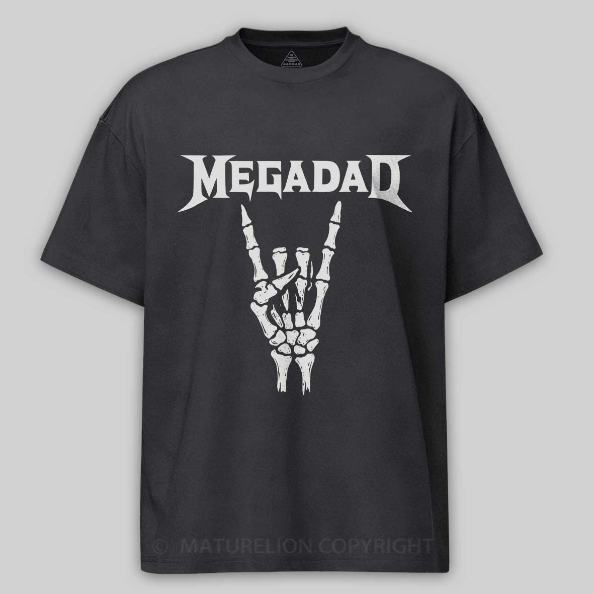 Maturelion Men's T-shirt Megadad Retro 90s Hard Rock Band Heavy Metal Father's Day T-shirt