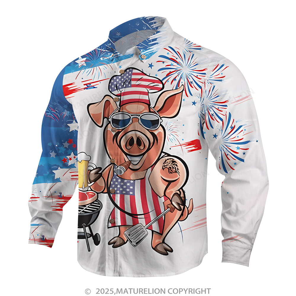 Maturelion Men's Aloha Shirts Animal Illustration Graphic Hawaiian Shirt