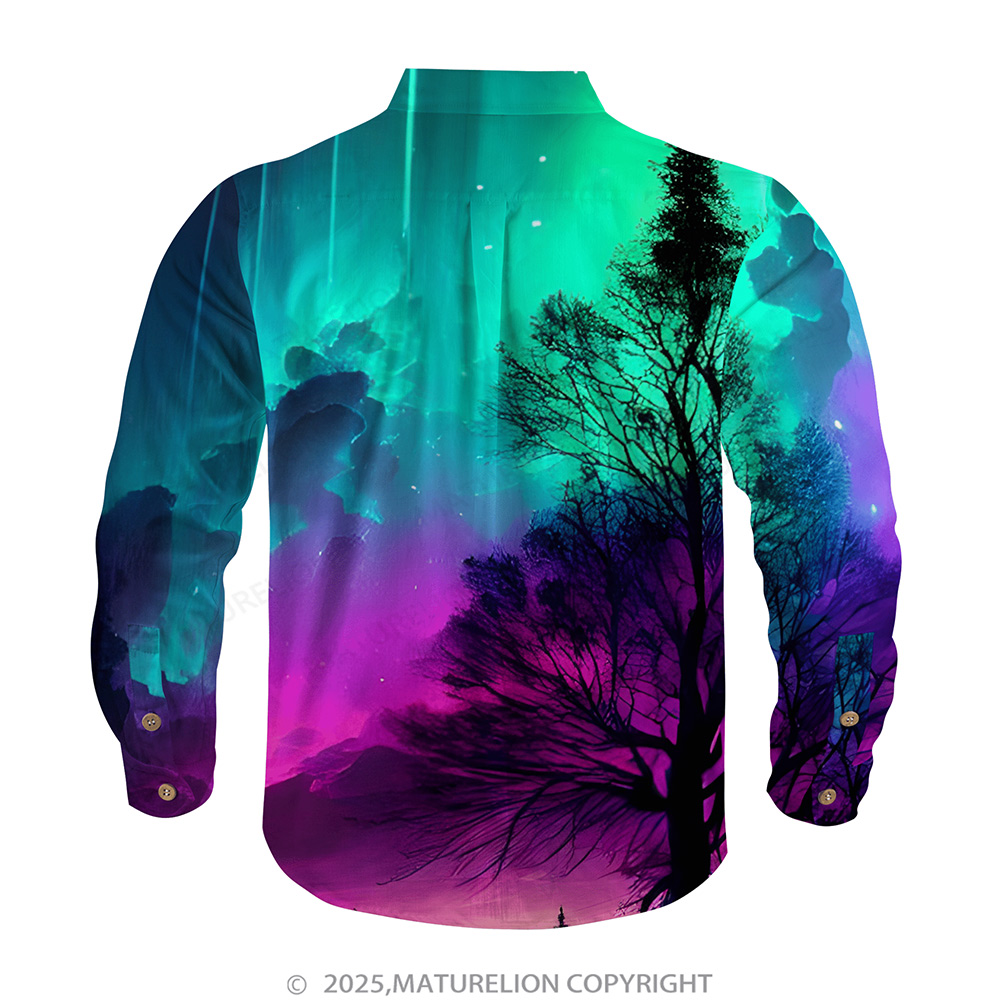 Matreulion Men's Aloha Shirts Aurora Print Hawaiian Shirt