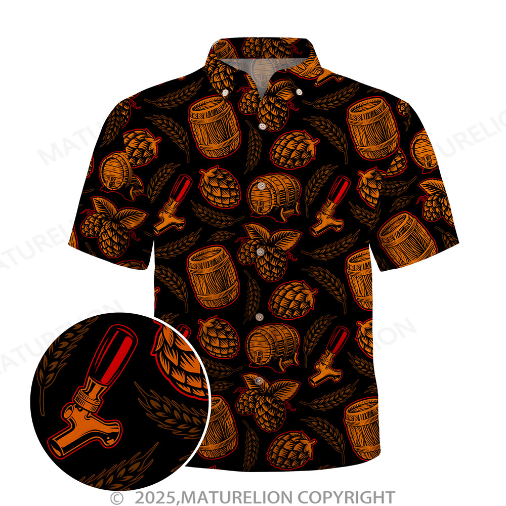 Maturelion Men's Hawaiian Shirt Palm Breeze Button Up Shirt
