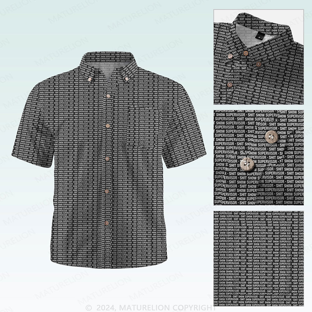 Maturelion Men's Button Pocket ShirtShit Show Supervisor Hawaiian Shirt
