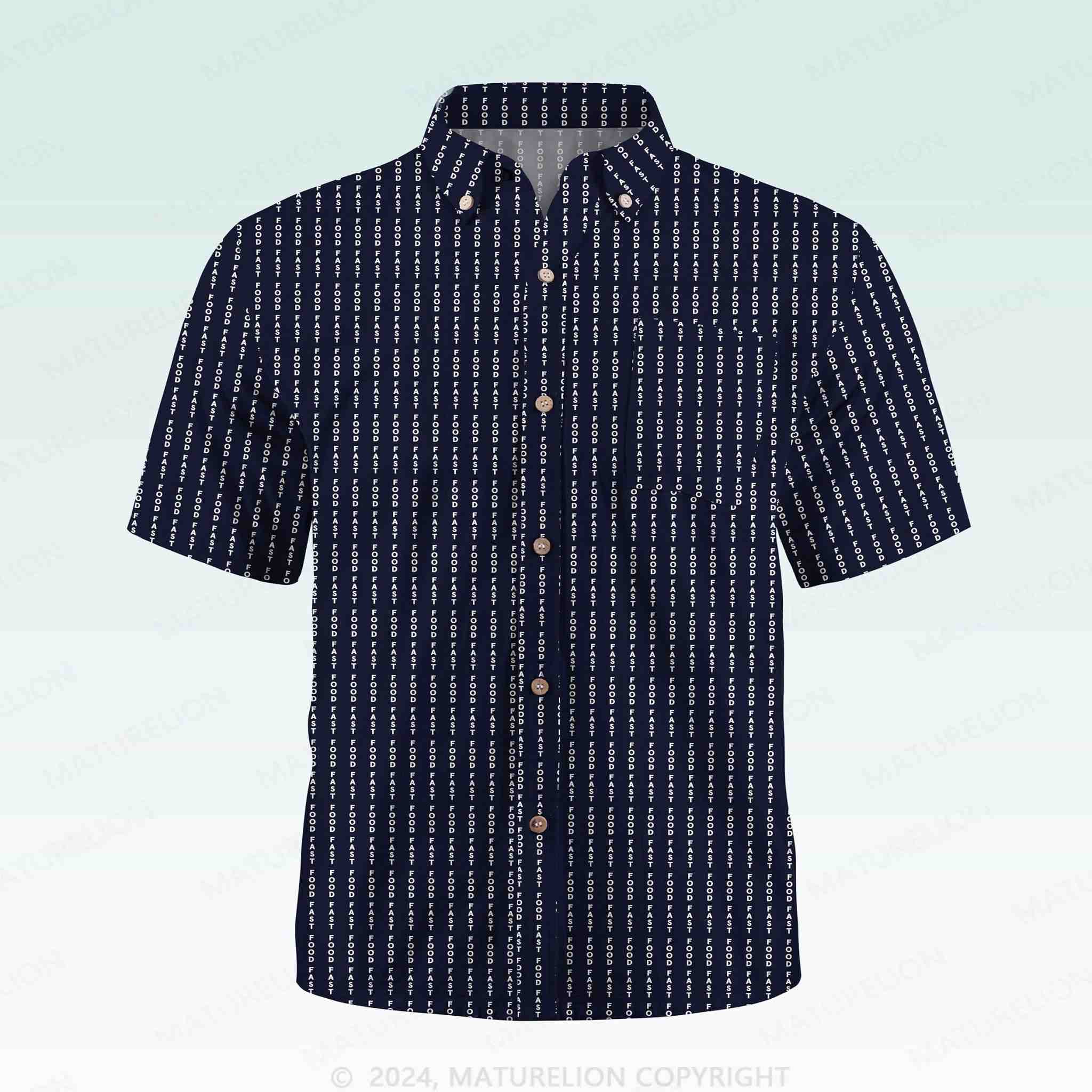 Maturelion Men's Button Pocket ShirtFast Food Hawaiian Shirt