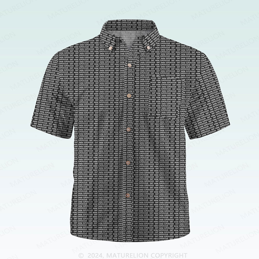 Maturelion Men's Button Pocket ShirtShit Show Supervisor Hawaiian Shirt