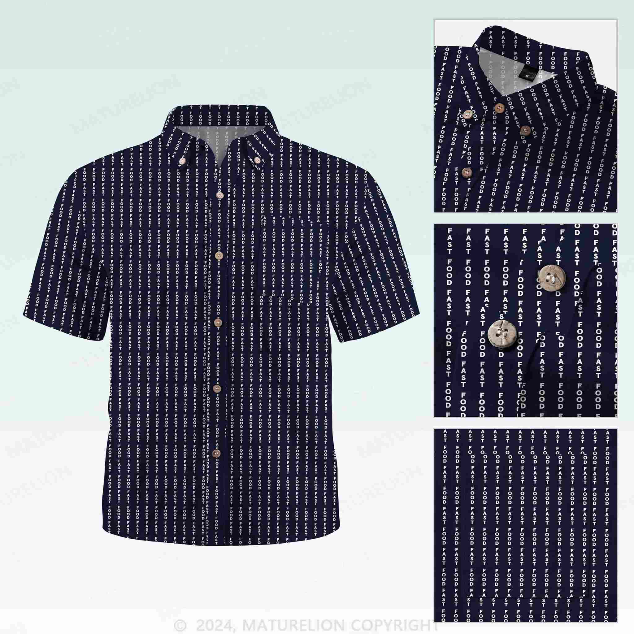 Maturelion Men's Button Pocket ShirtFast Food Hawaiian Shirt