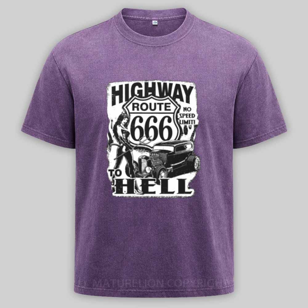 Maturelion Route 666 - Highway to hell Washed T-shirt