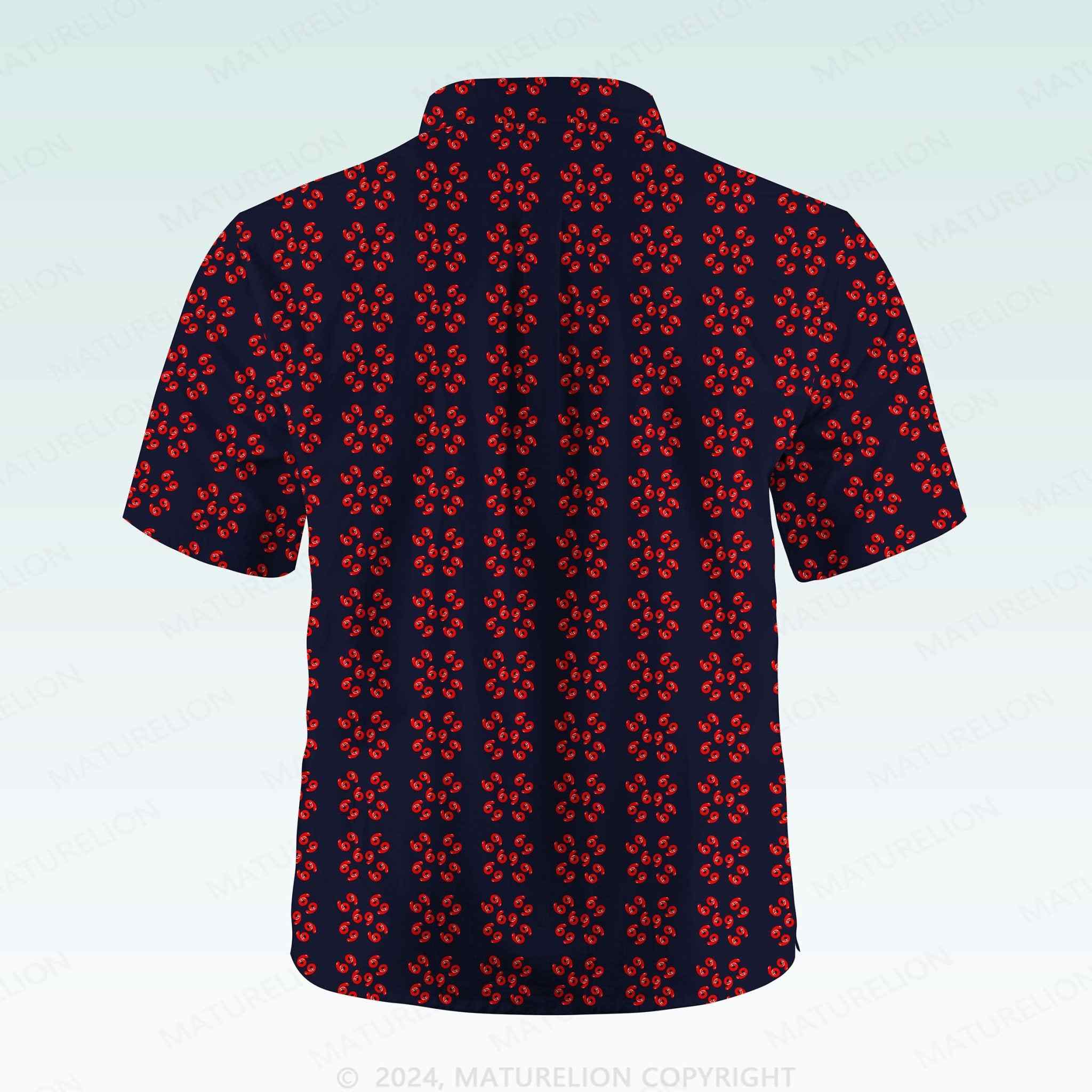 Maturelion Men's Button Pocket Shirt69 Innuendo Beach Hawaiian Shirt