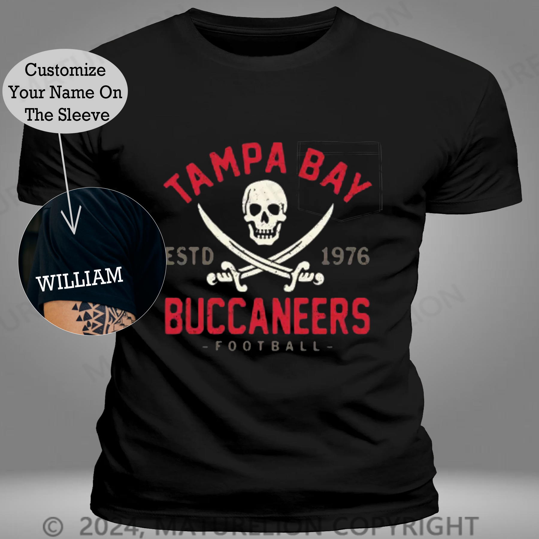 Maturelion Super Bowl  T-Shirt Retro Tampa Bay Buccaneers by Buck Pocket T-shirt