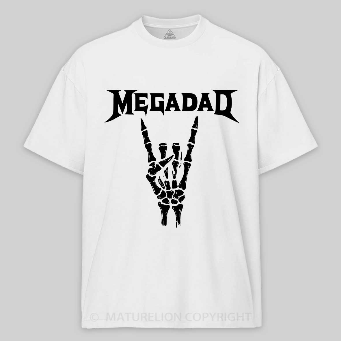 Maturelion Men's T-shirt Megadad Retro 90s Hard Rock Band Heavy Metal Father's Day T-shirt