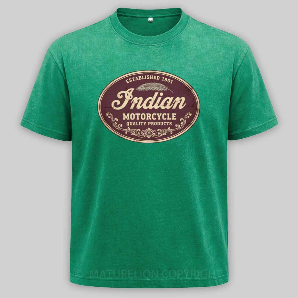 Maturelion Indian Motorcycles Sign Washed T-shirt