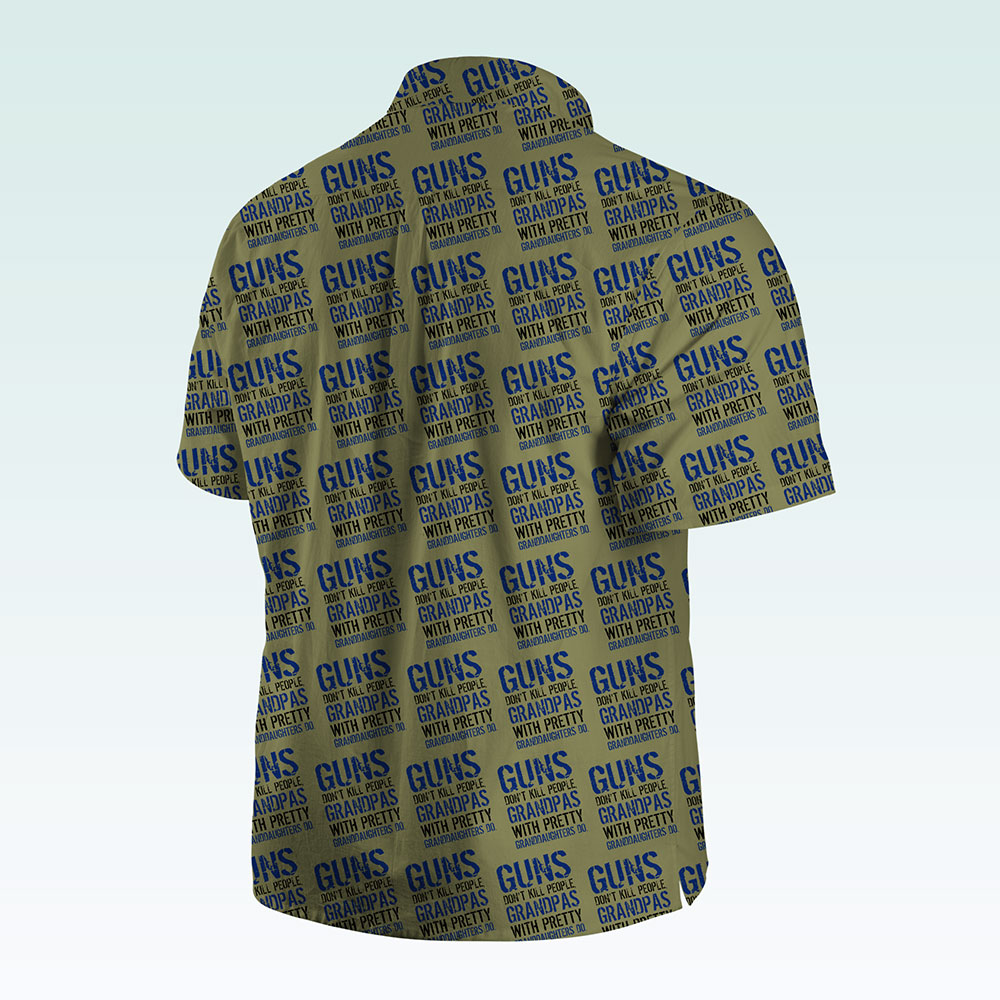 Maturelion Men's Button Pocket ShirtGuns Don't Kill People Dads With Pretty Daughters Do Hawaiian Shirt