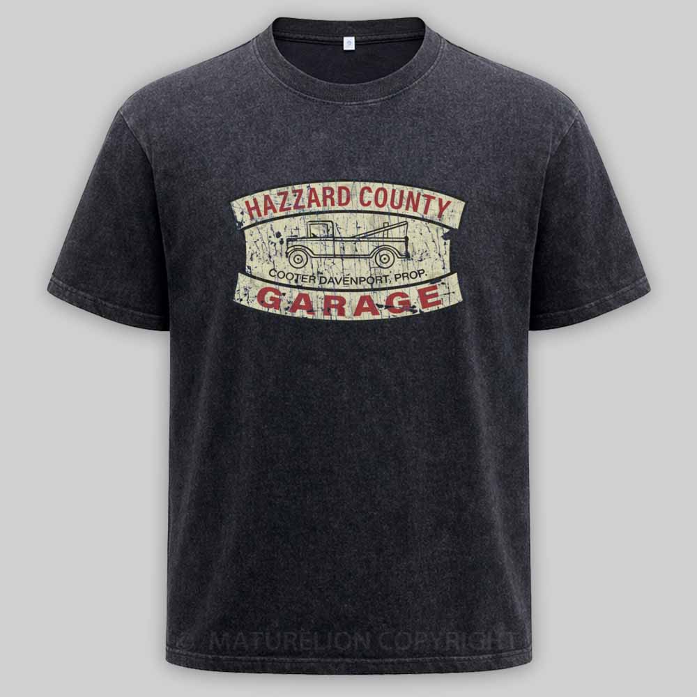 Maturelion Hazzard County Garage 1979 Washed T-shirt