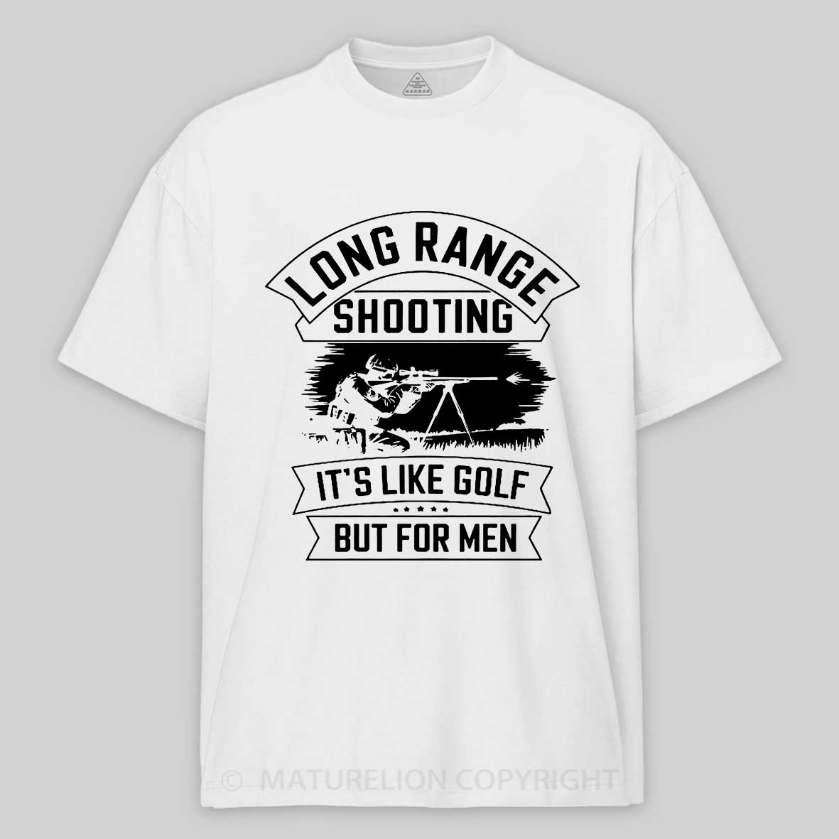 Maturelion Men's T-shirt Long range shooting it's like golf but for men Cotton T-shirt