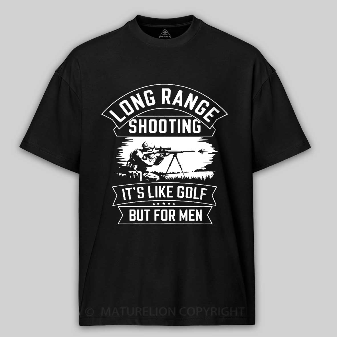 Maturelion Men's T-shirt Long range shooting it's like golf but for men Cotton T-shirt