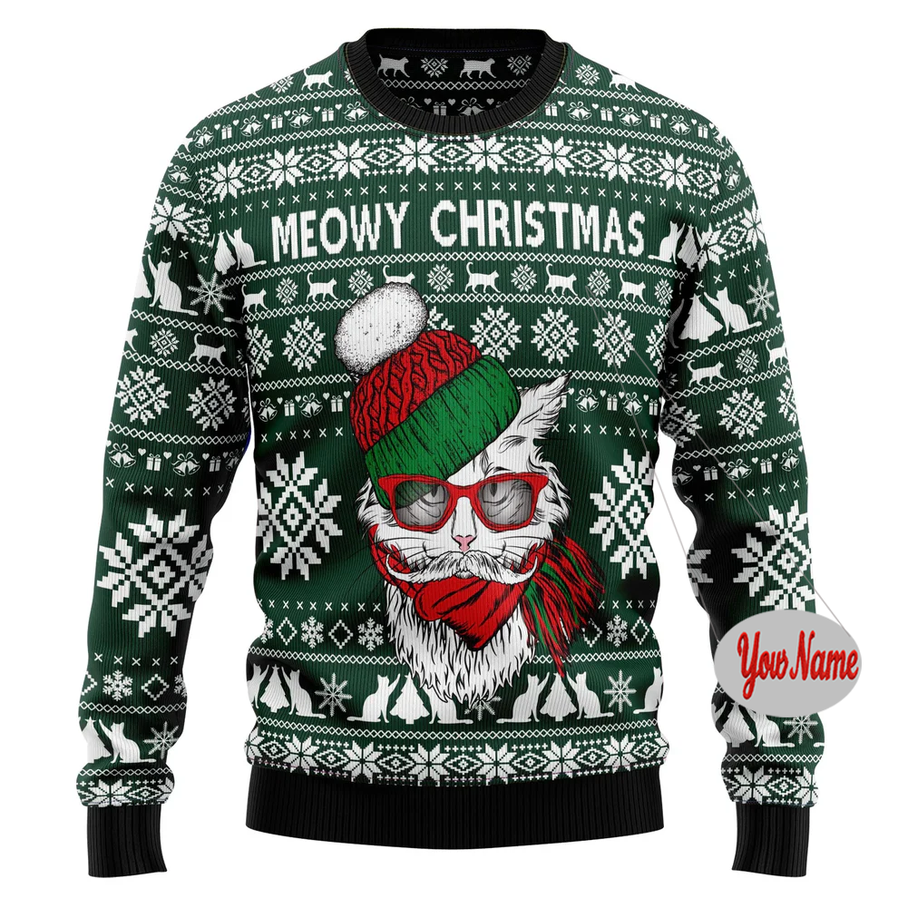 Maturelion Classica Funny Customize Your Name Green Ugly Christmas Sweater